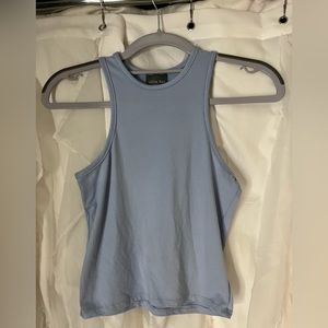 blue high neck crop top